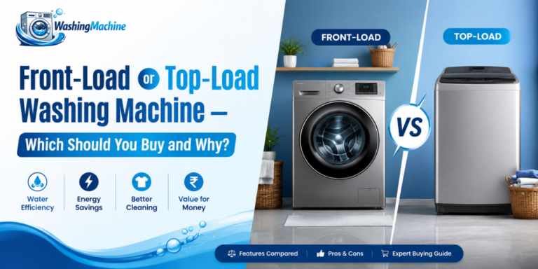 Frequently Asked Questions 1. Which is better, front-load or top-load washing machine? Front-load machines offer better cleaning performance and use less water, making them ideal if water efficiency matters to you. Top-load machines are more affordable, faster, and easier to maintain — a better fit for larger families or tighter budgets. 2. Which washing machine is best for Pune's water conditions? If your area has hard or inconsistent water supply, a top-load machine tends to handle it better with fewer performance issues. For front-load machines, pairing them with a water softener or inlet filter is recommended to prevent limescale buildup. 3. Does a front-load washing machine use less water than a top-load one? Yes. Front-load machines typically use 40–50% less water per cycle since they rely on tumbling action rather than fully submerging clothes, unlike top-load machines. 4. How often should a washing machine be serviced to avoid repairs? It's recommended to descale the machine every 2–3 months, especially in hard water areas, and get a professional check-up once a year. Regular maintenance significantly reduces the need for washing machine repair in Pune and extends the machine's lifespan. 5. Is top-load washing machine repair cheaper than front-load repair? Generally yes. Top-load machines have simpler mechanics, so repairs like agitator or lid switch issues are quicker and less expensive. Front-load repairs — such as door seal or heating element replacement — tend to cost more due to more complex parts.